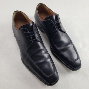 Magnanni Leather Derby Shoe Men 10 M Black Apron Toe Lace Up Dress Made in Spain